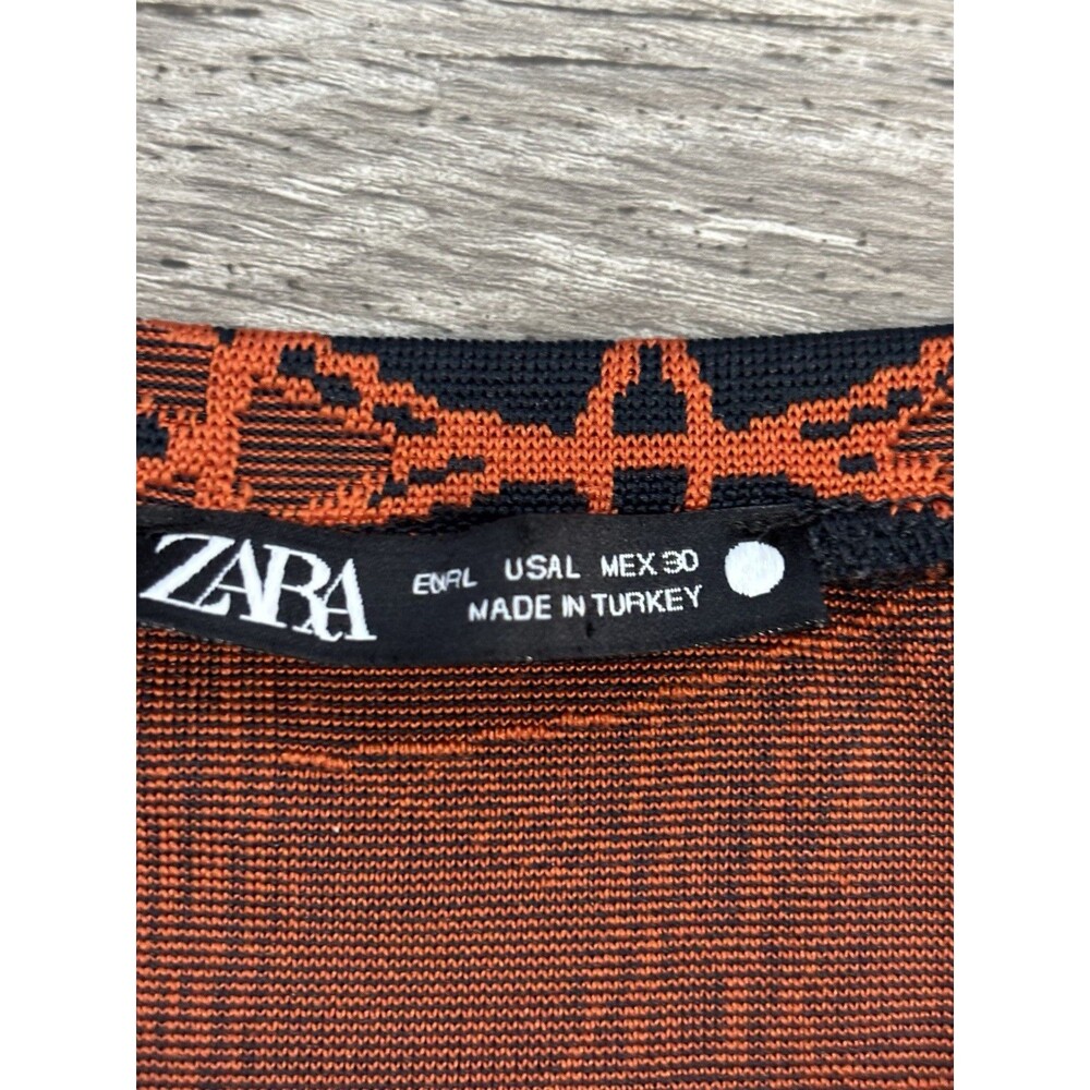 Zara Stunning Abstract Print Ruched 3/4 Sleeve Mini Dress Size Large - Picture 6 of 6
